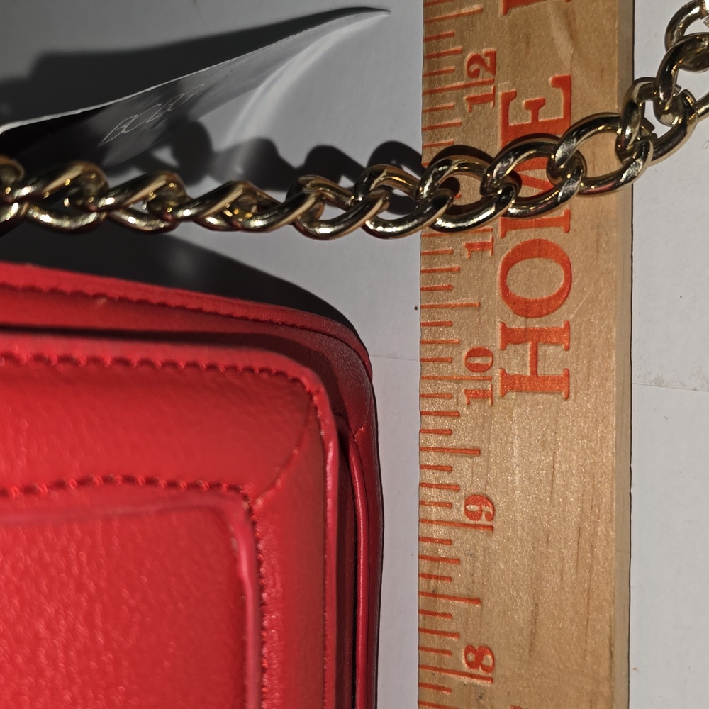 BCBG Paris Red Shoulder Purse Gold Chain Magnetic Closure Double Compartment NWT - Picture 12 of 16